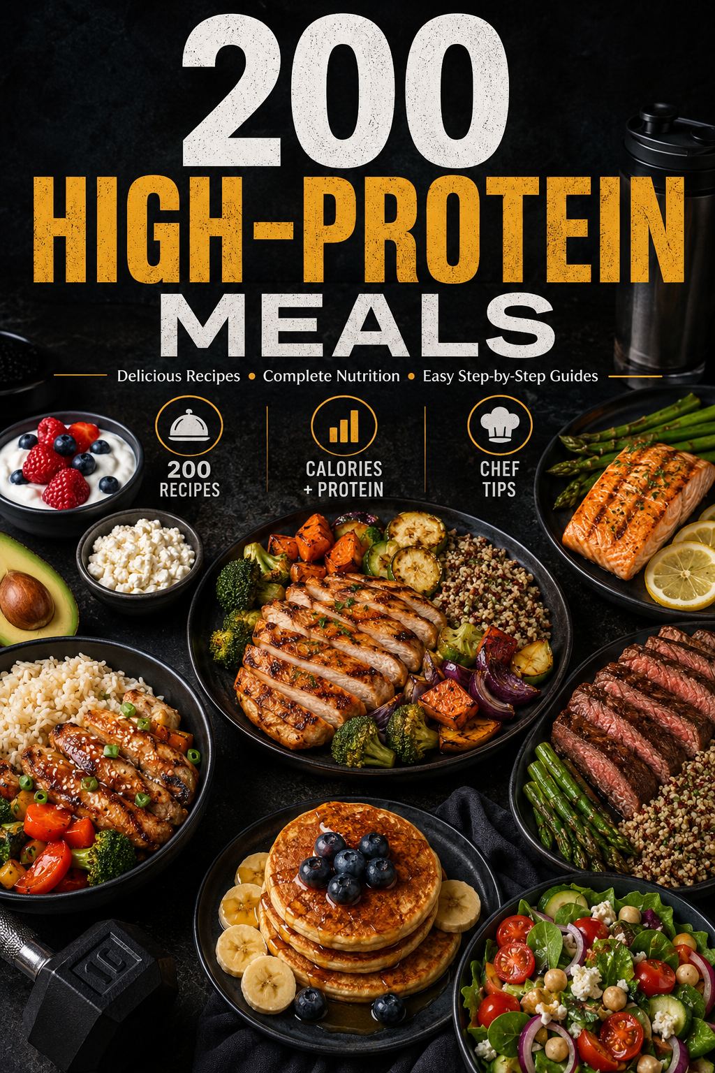 200 High-Protein Meal Recipes Cookbook | Healthy High Protein Meals with Calories & Protein Count, Easy Step-by-Step Recipes, Meal Prep & Chef Tips