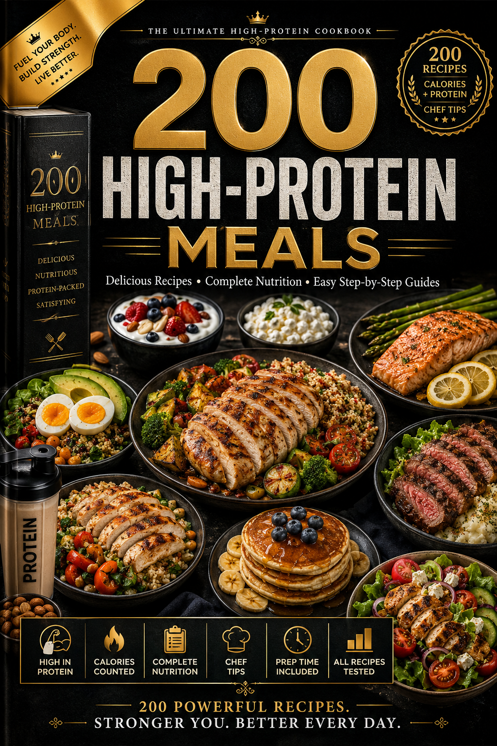 200 High-Protein Meal Recipes Cookbook | Healthy High Protein Meals with Calories & Protein Count, Easy Step-by-Step Recipes, Meal Prep & Chef Tips