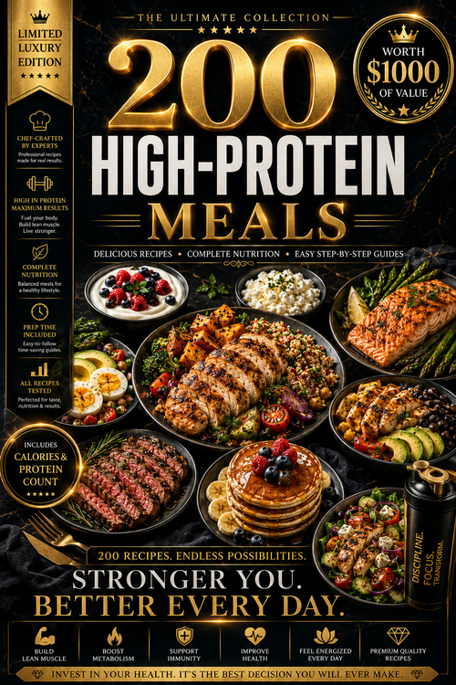 200 High-Protein Meal Recipes Cookbook | Healthy High Protein Meals with Calories & Protein Count, Easy Step-by-Step Recipes, Meal Prep & Chef Tips