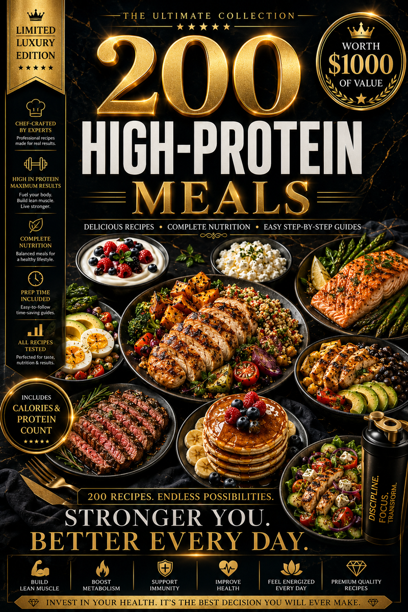 200 High-Protein Meal Recipes Cookbook | Healthy High Protein Meals with Calories & Protein Count, Easy Step-by-Step Recipes, Meal Prep & Chef Tips